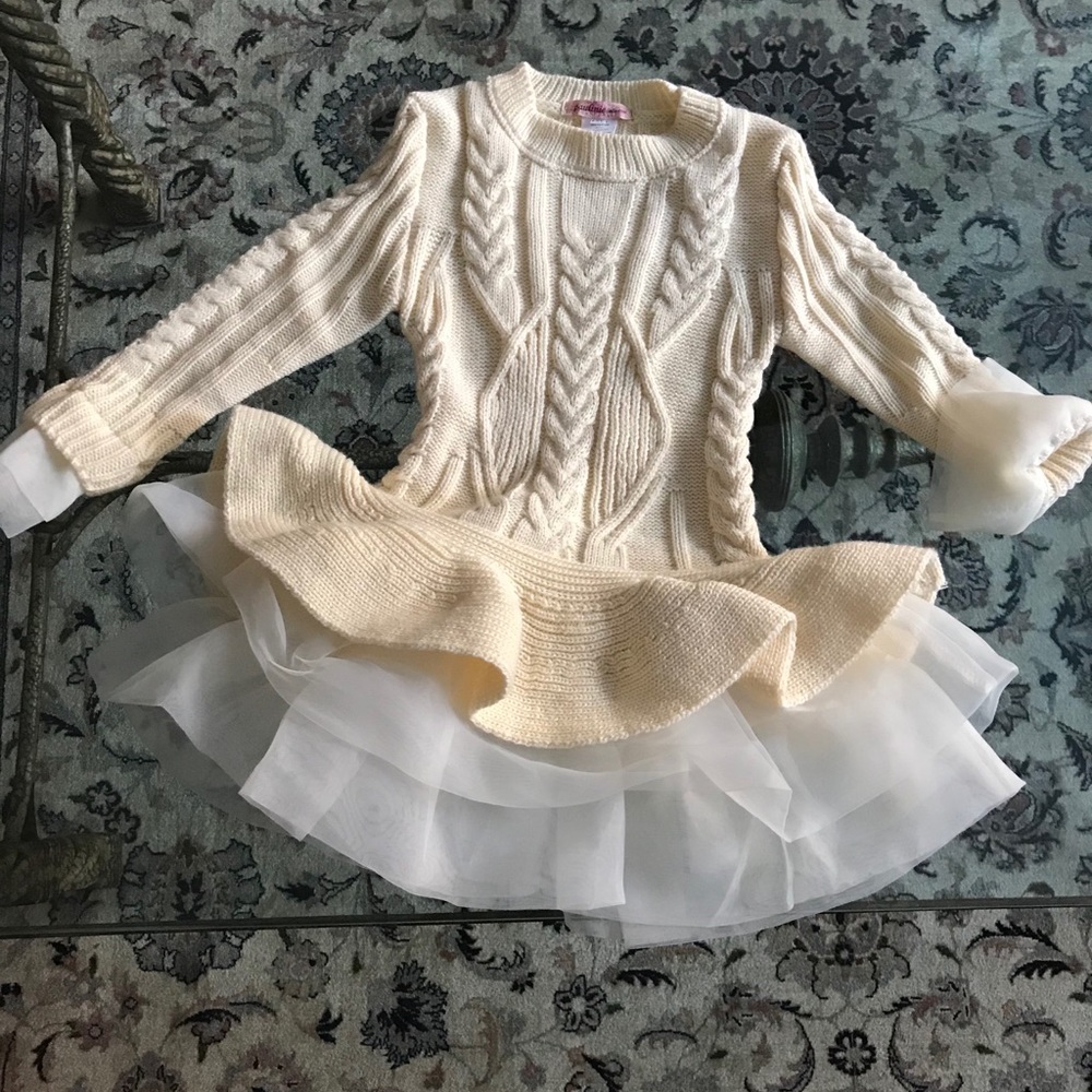 Pauline collection sweater and tulle dress- cream